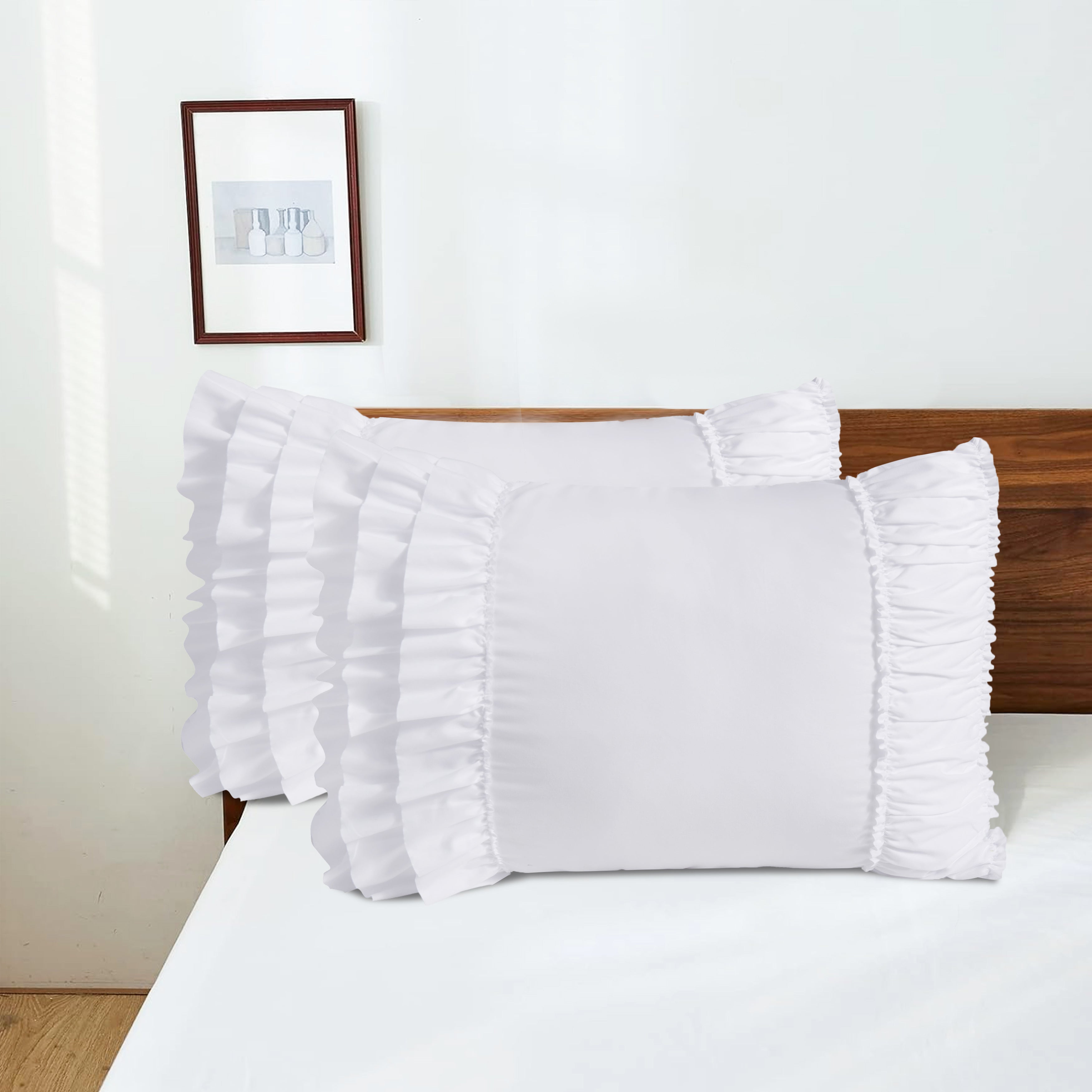 Closeout - Pack of 2 French Country Style Chic Ruffle Pillow Shams