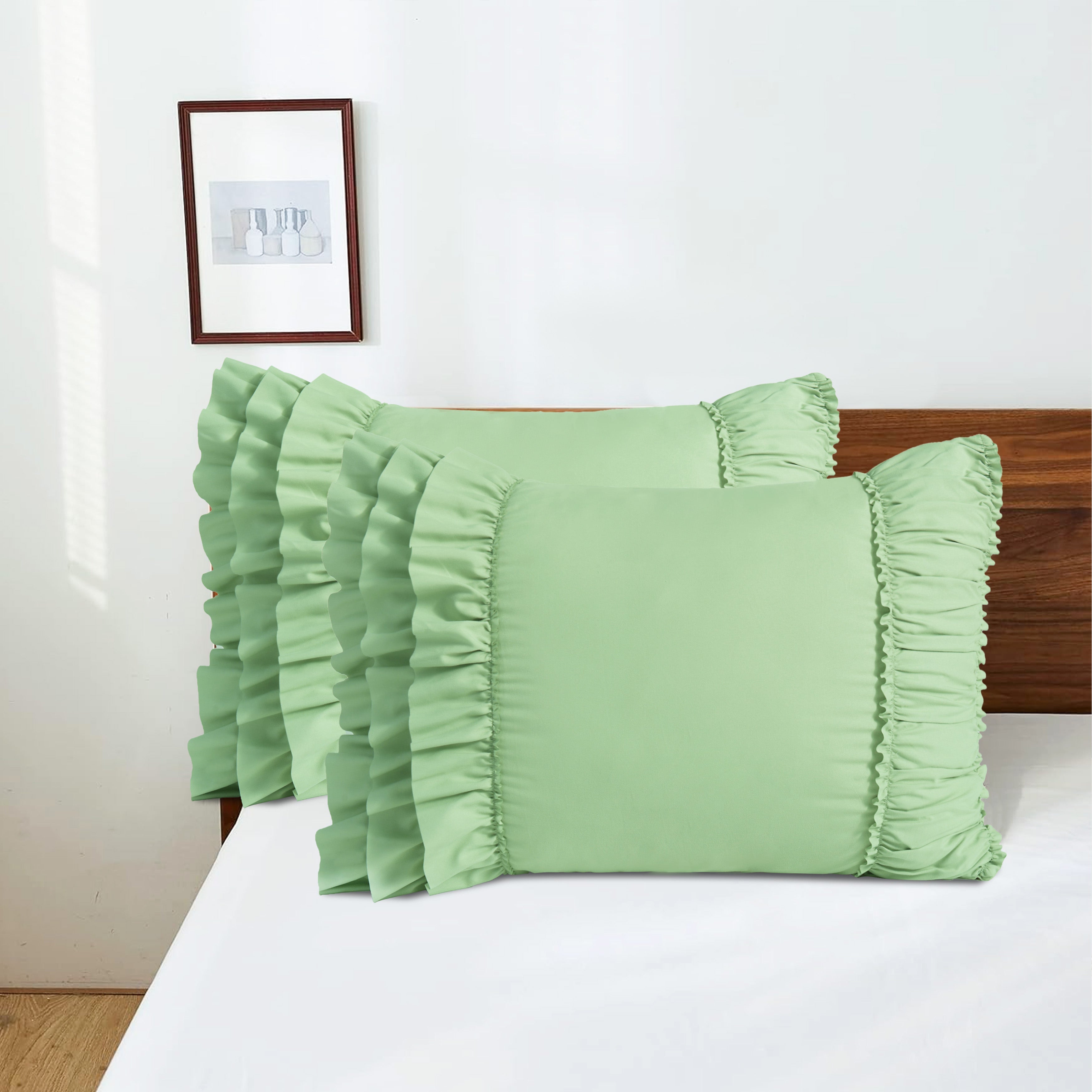 Closeout - Pack of 2 French Country Style Chic Ruffle Pillow Shams
