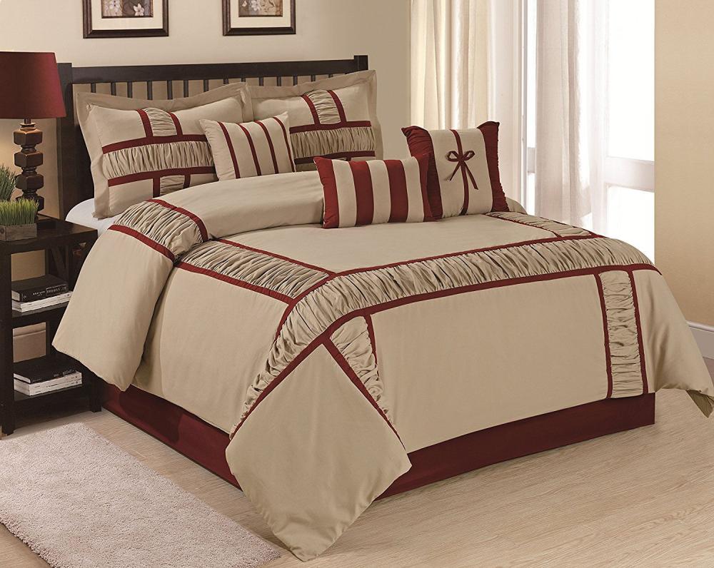 Closeout - 7 Piece Microfiber Ruffle and Patchwork Comforter Set