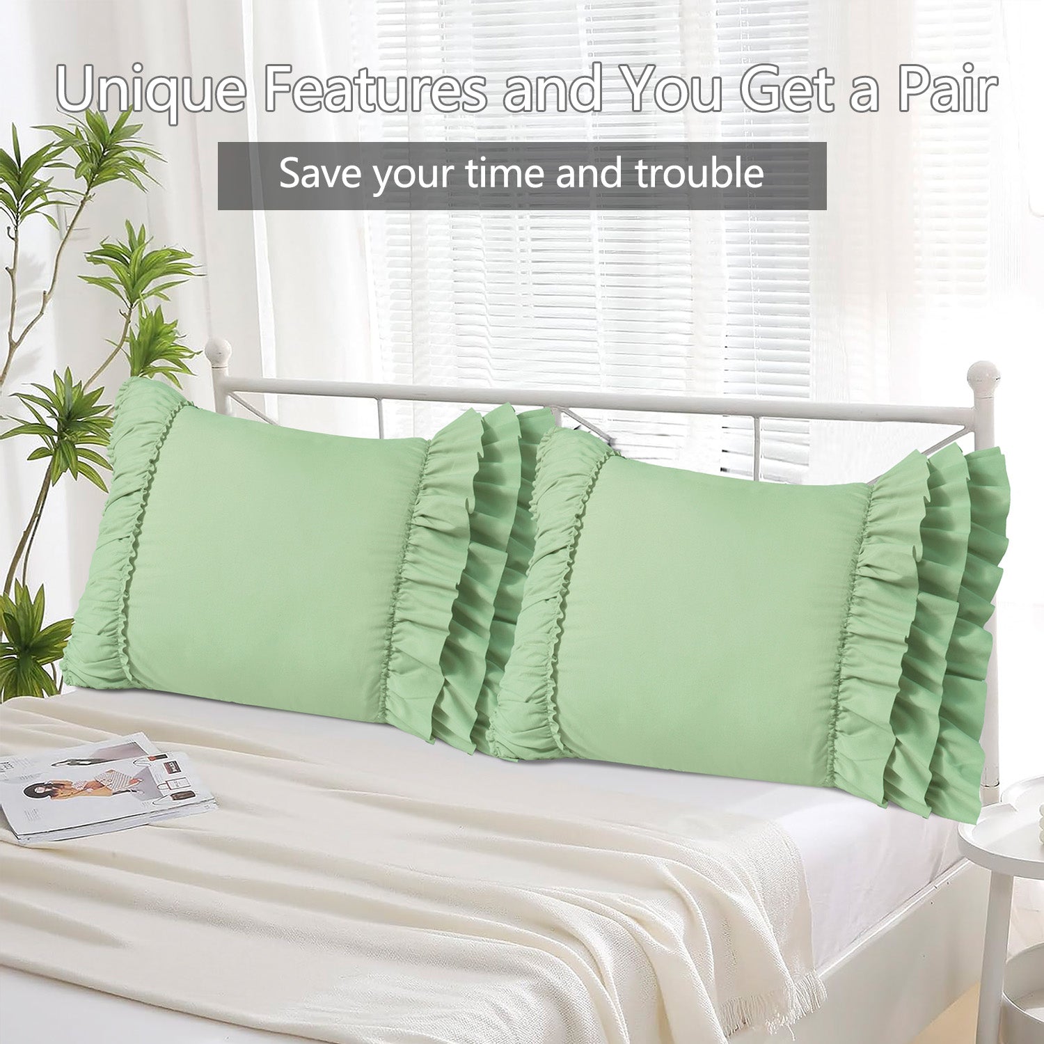 Closeout - Pack of 2 French Country Style Chic Ruffle Pillow Shams