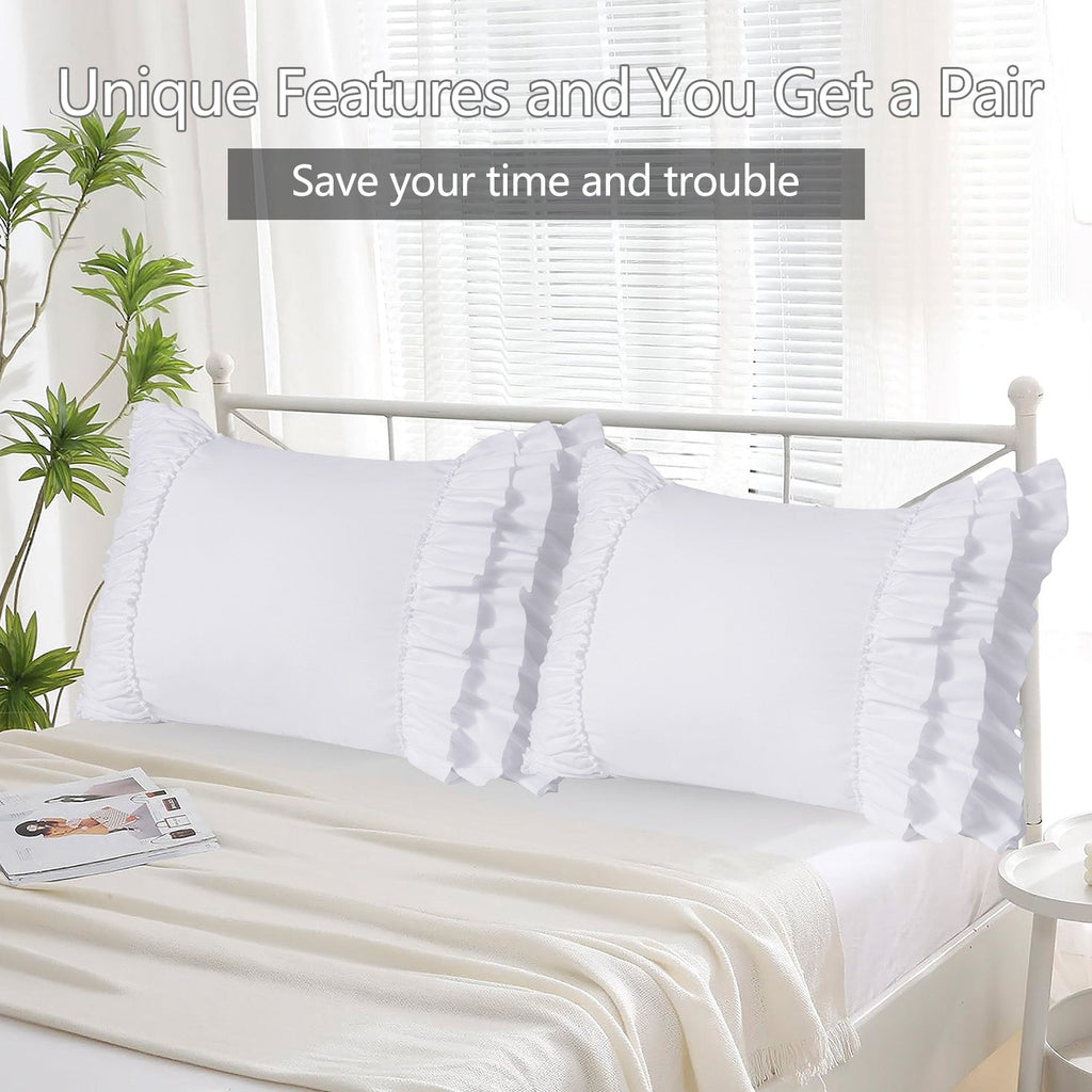 Closeout - Pack of 2 French Country Style Chic Ruffle Pillow Shams