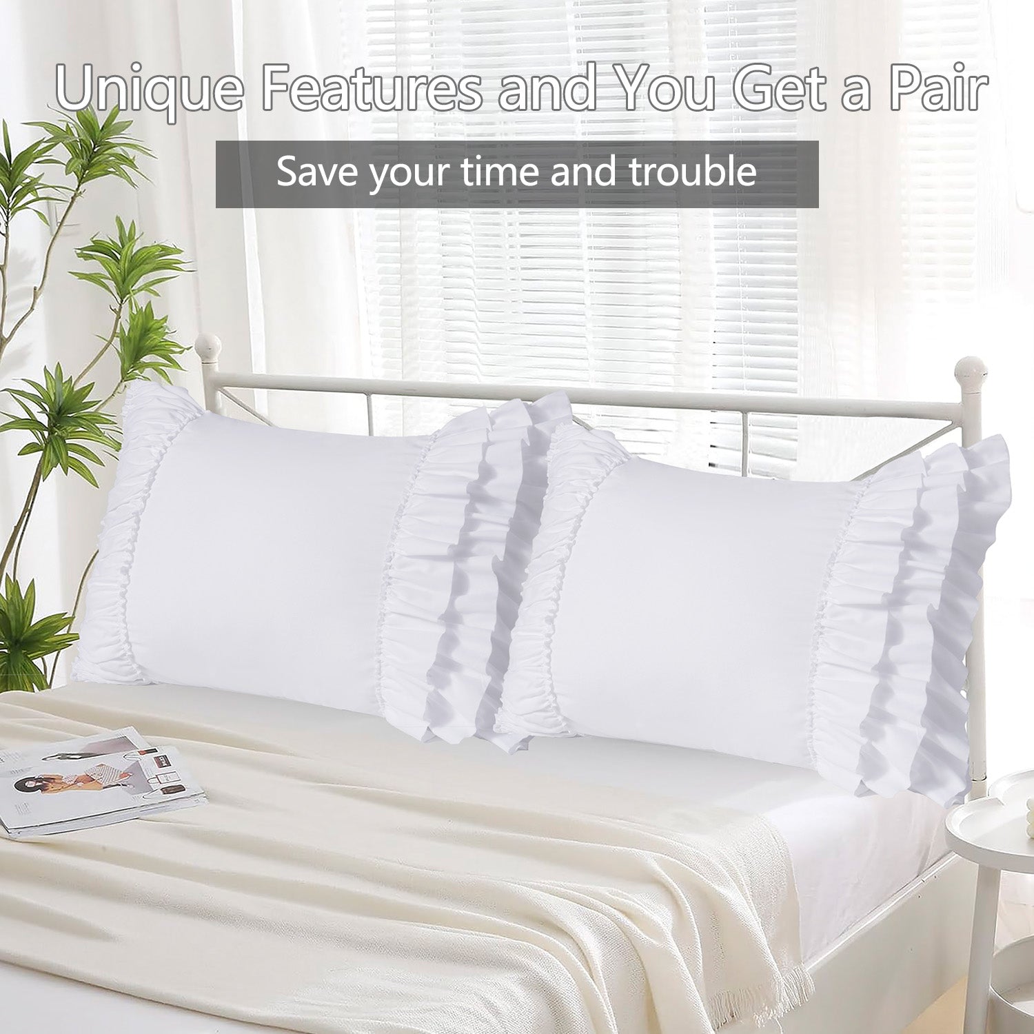 Closeout - Pack of 2 French Country Style Chic Ruffle Pillow Shams