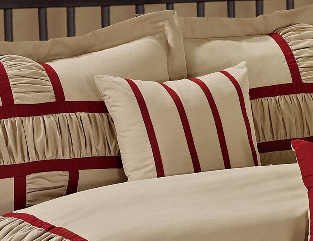 Closeout - 7 Piece Microfiber Ruffle and Patchwork Comforter Set