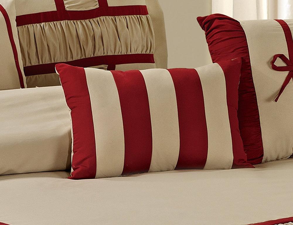 Closeout - 7 Piece Microfiber Ruffle and Patchwork Comforter Set