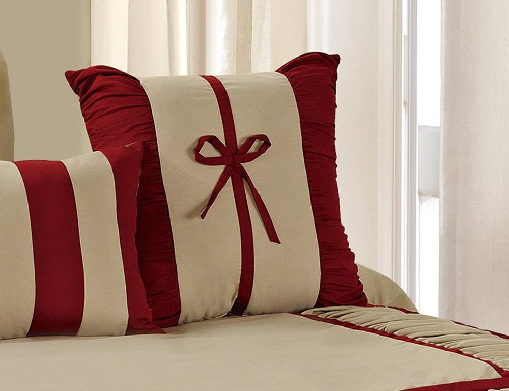 Closeout - 7 Piece Microfiber Ruffle and Patchwork Comforter Set
