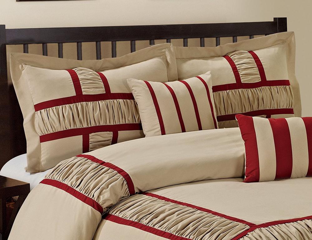 Closeout - 7 Piece Microfiber Ruffle and Patchwork Comforter Set