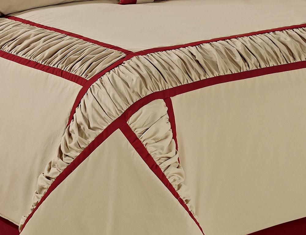 Closeout - 7 Piece Microfiber Ruffle and Patchwork Comforter Set