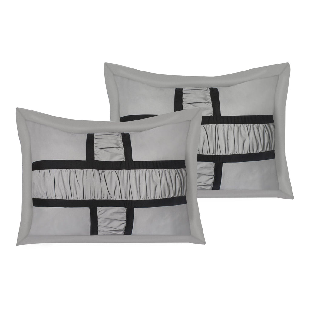 Closeout - 7 Piece Microfiber Ruffle and Patchwork Comforter Set