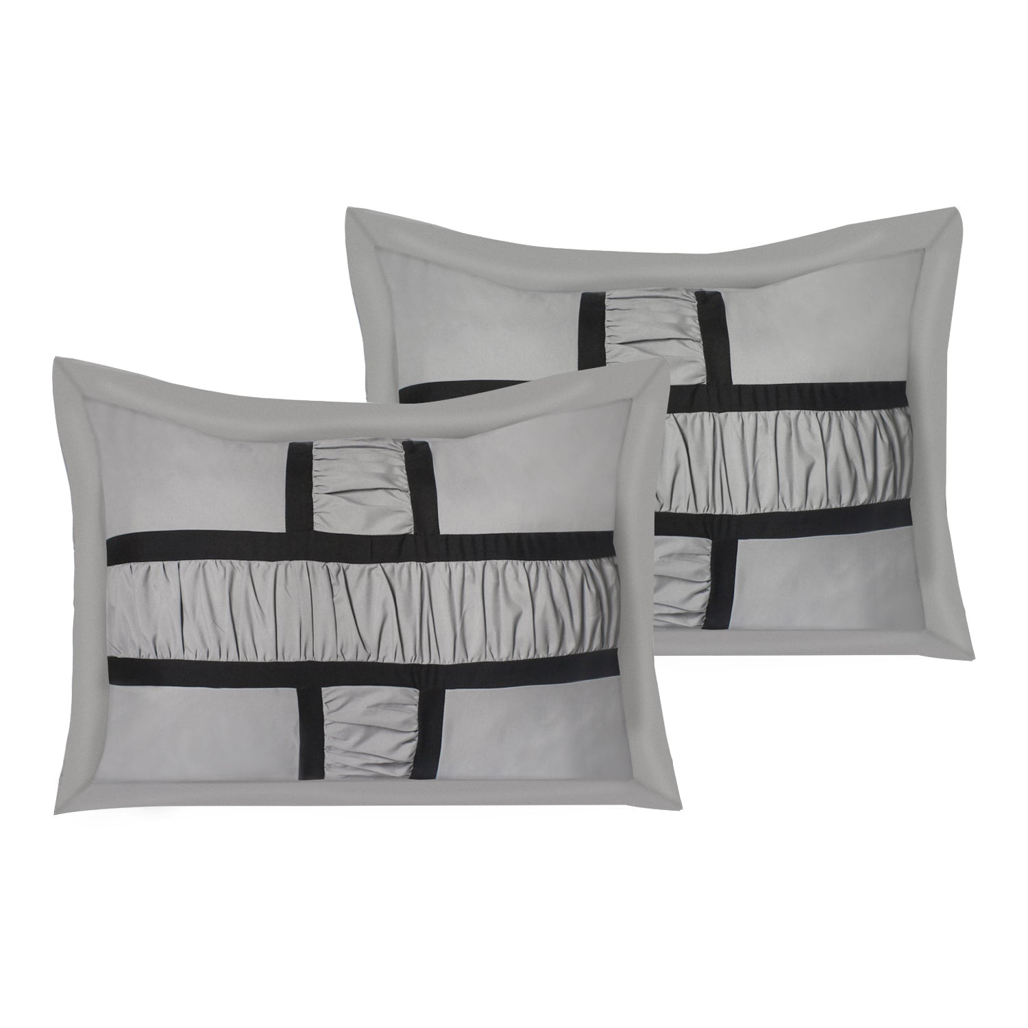 Closeout - 7 Piece Microfiber Ruffle and Patchwork Comforter Set