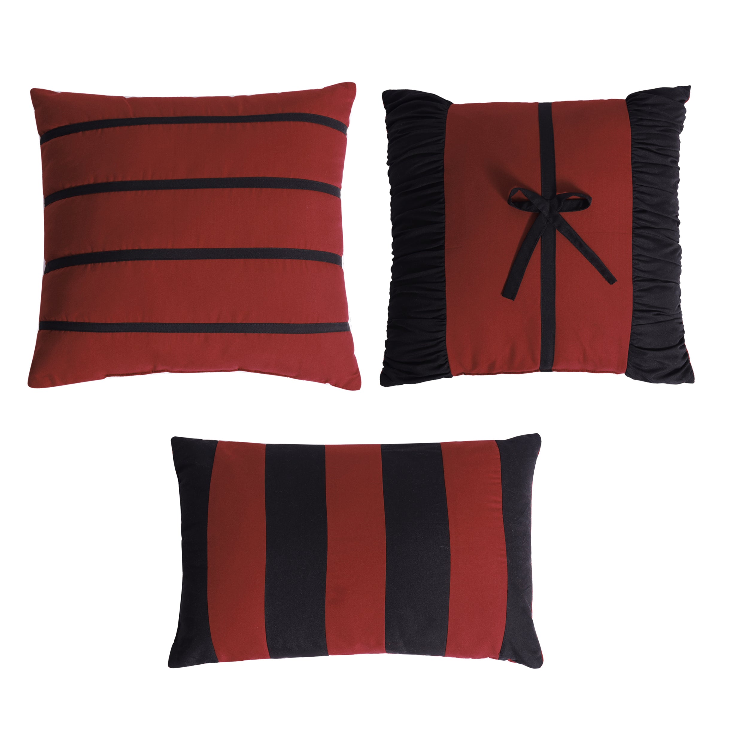 Closeout - 7 Piece Microfiber Ruffle and Patchwork Comforter Set