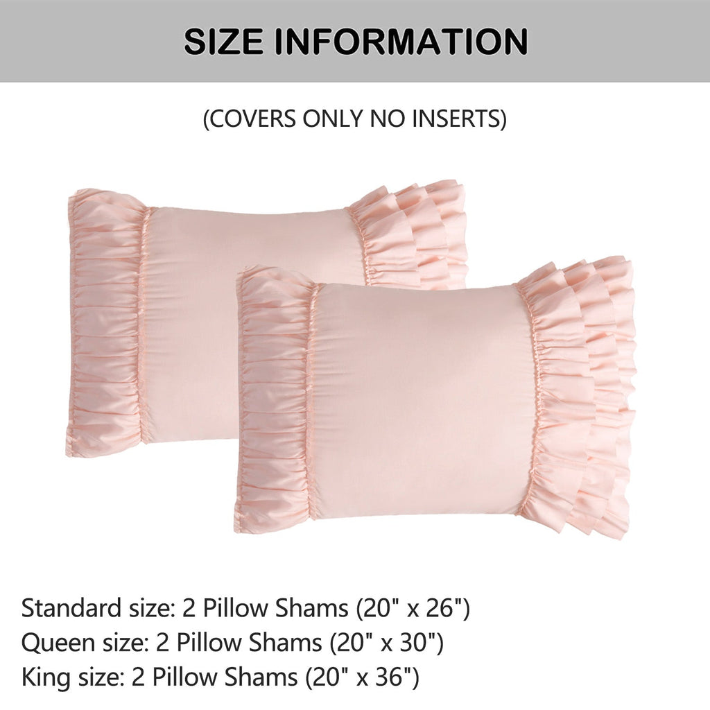 Closeout - Pack of 2 French Country Style Chic Ruffle Pillow Shams