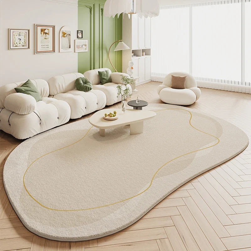 VIKAMA Green Carpet Living Room Shaped Cream Style 2025 New Plush Irregular Bedroom Bedside Floor Mats Home Decoration
