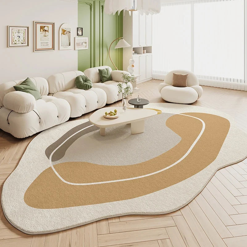 VIKAMA Green Carpet Living Room Shaped Cream Style 2025 New Plush Irregular Bedroom Bedside Floor Mats Home Decoration
