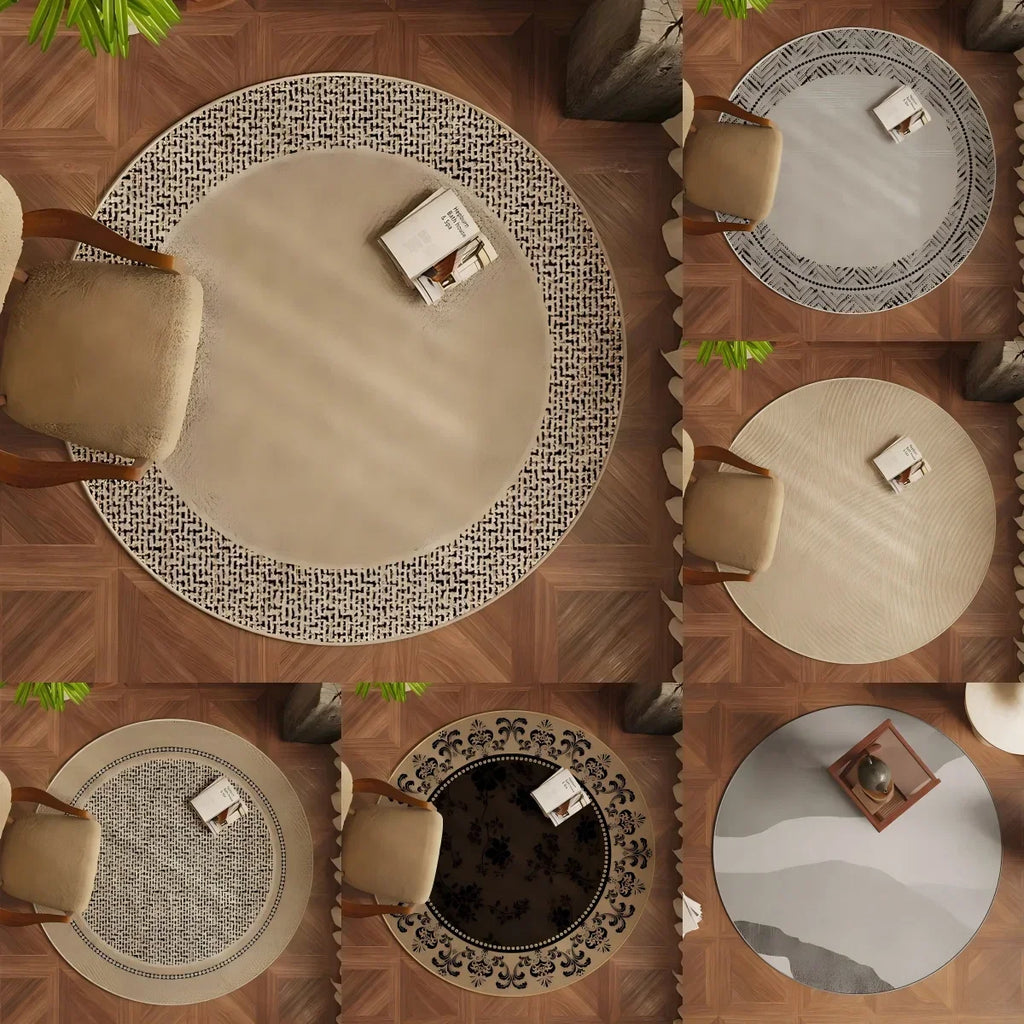VIKAMA Round Japanese Wabi-sabi Style Living Room Sofa Decorative Carpet Coffee Table Rug Study Swivel Chair Floor Cushion