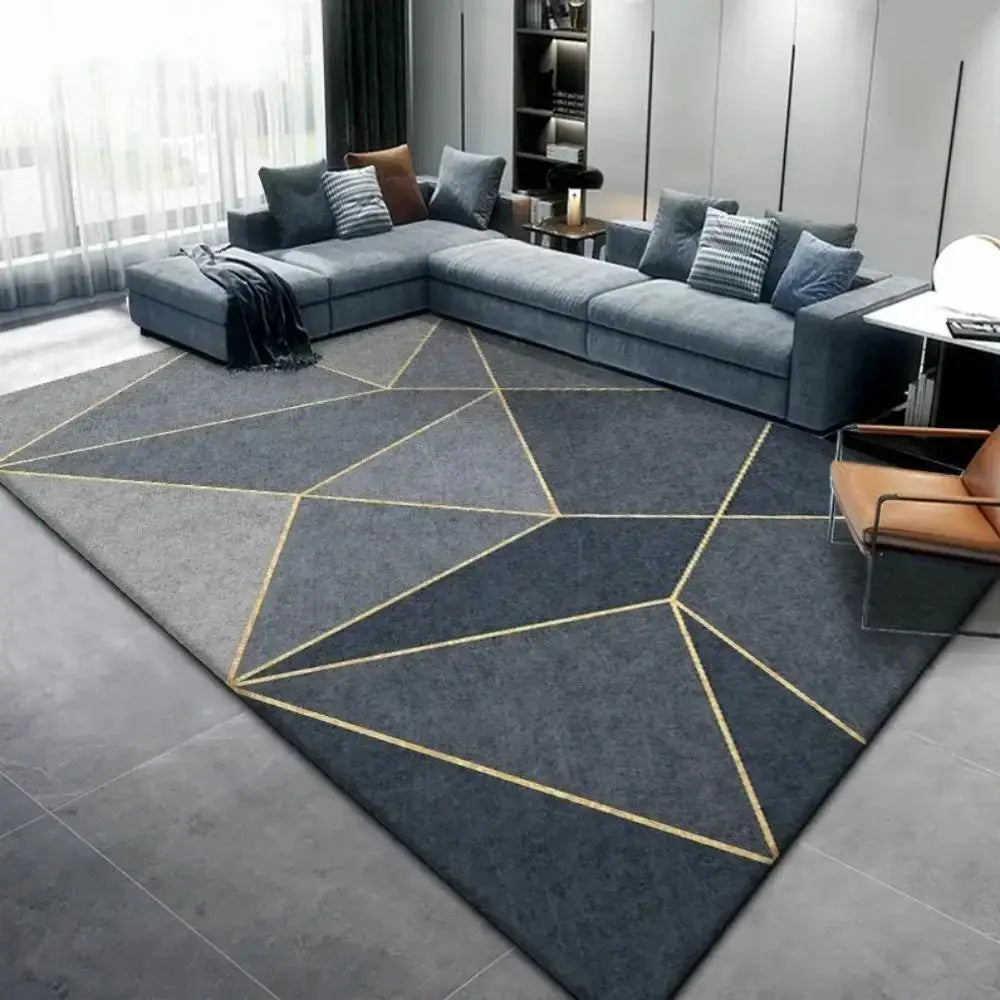 Modern Geometric Abstract Style Crystal Pile Carpet Home Living Room Bedroom Decorative Floor Mat Anti-slip Washable Carpet