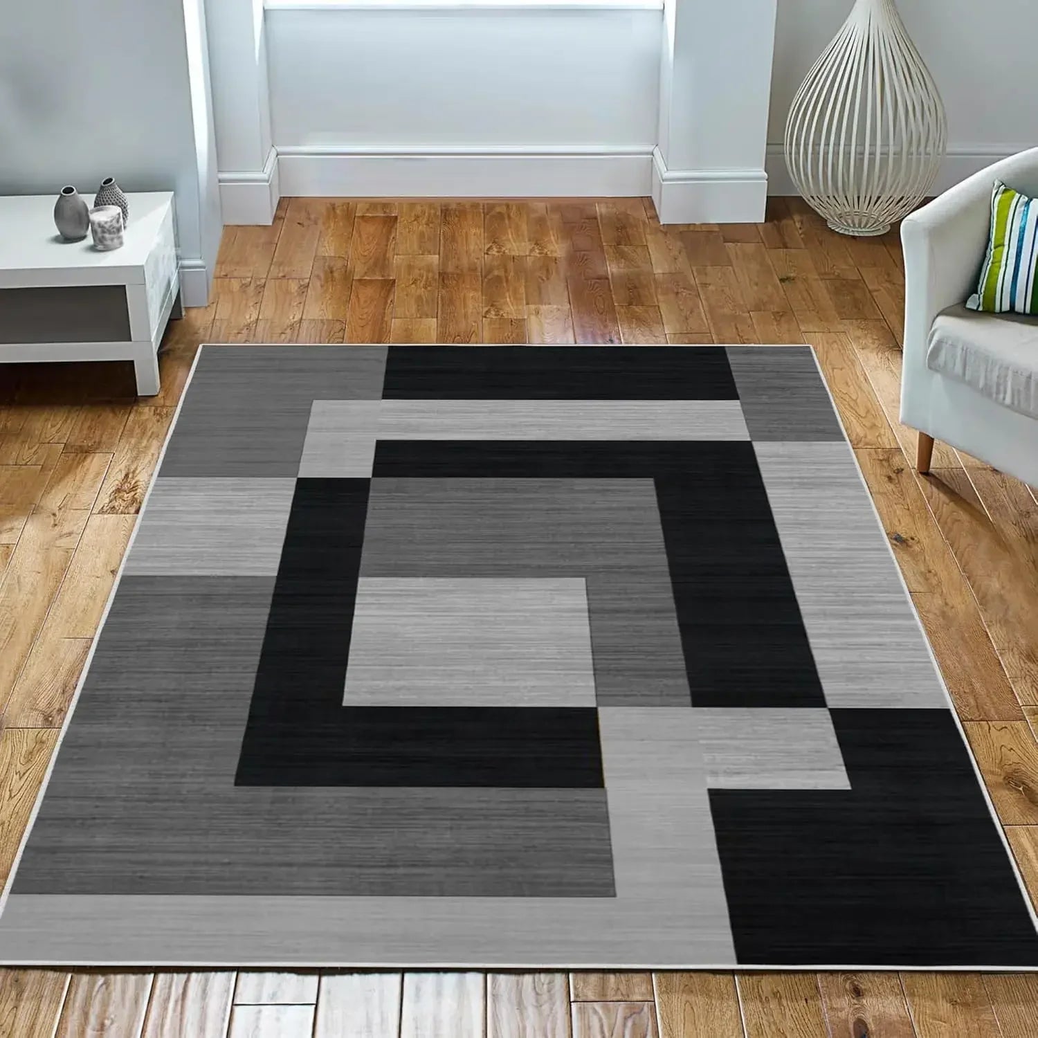 VIKAMA Geometric Style Living Room Carpet, Durable And Slip-Resistant Sofa, Coffee Table Rug, Bedroom Floor Mat, Home Decoration