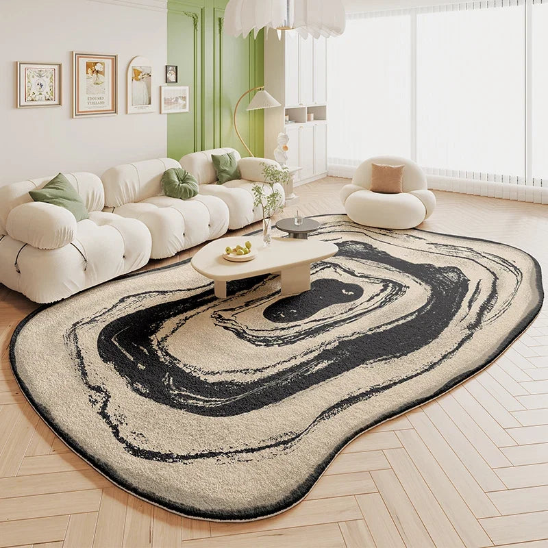 VIKAMA Green Carpet Living Room Shaped Cream Style 2025 New Plush Irregular Bedroom Bedside Floor Mats Home Decoration