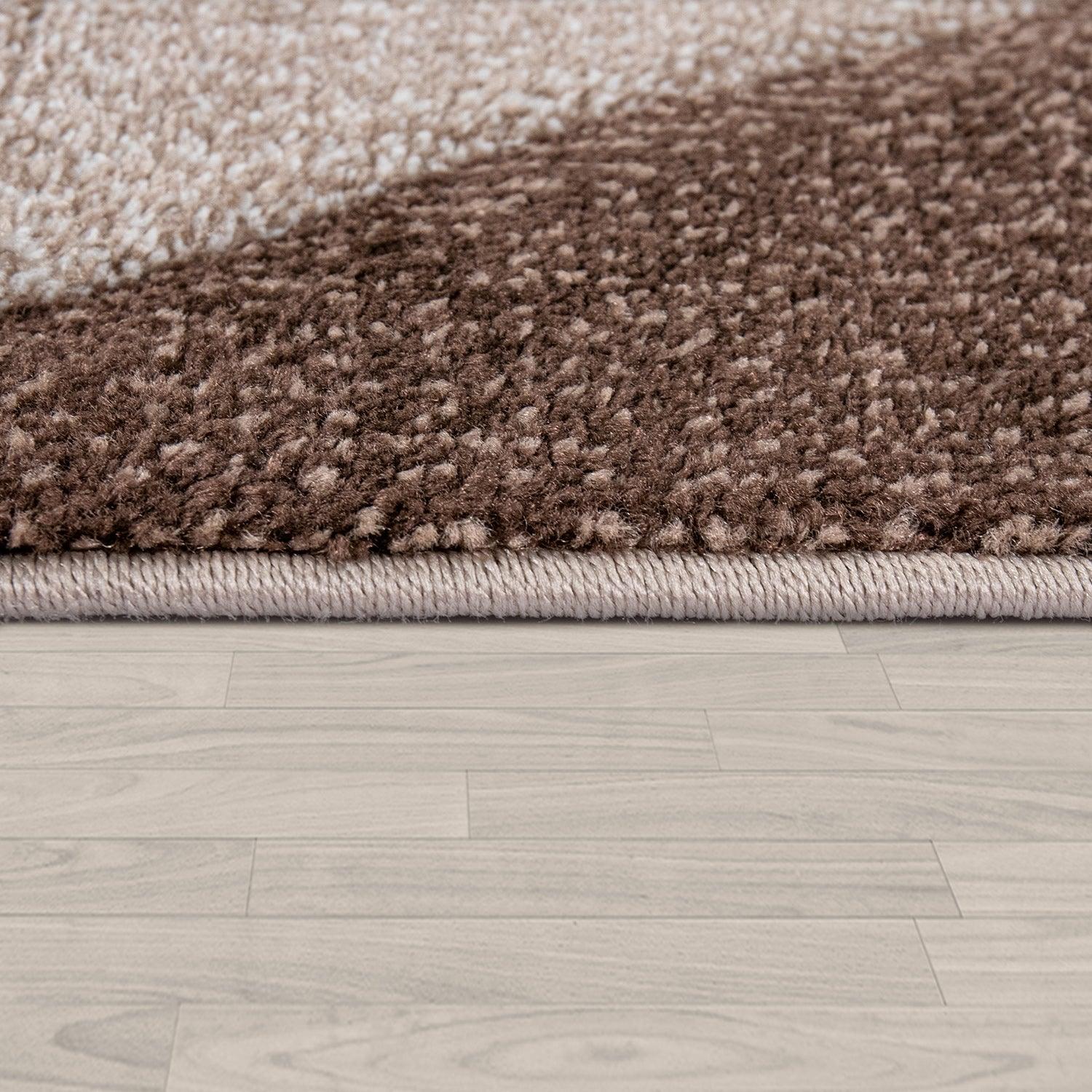 Living Room Rug Madeira Bordered with Geometric Pattern - Brown Beige
