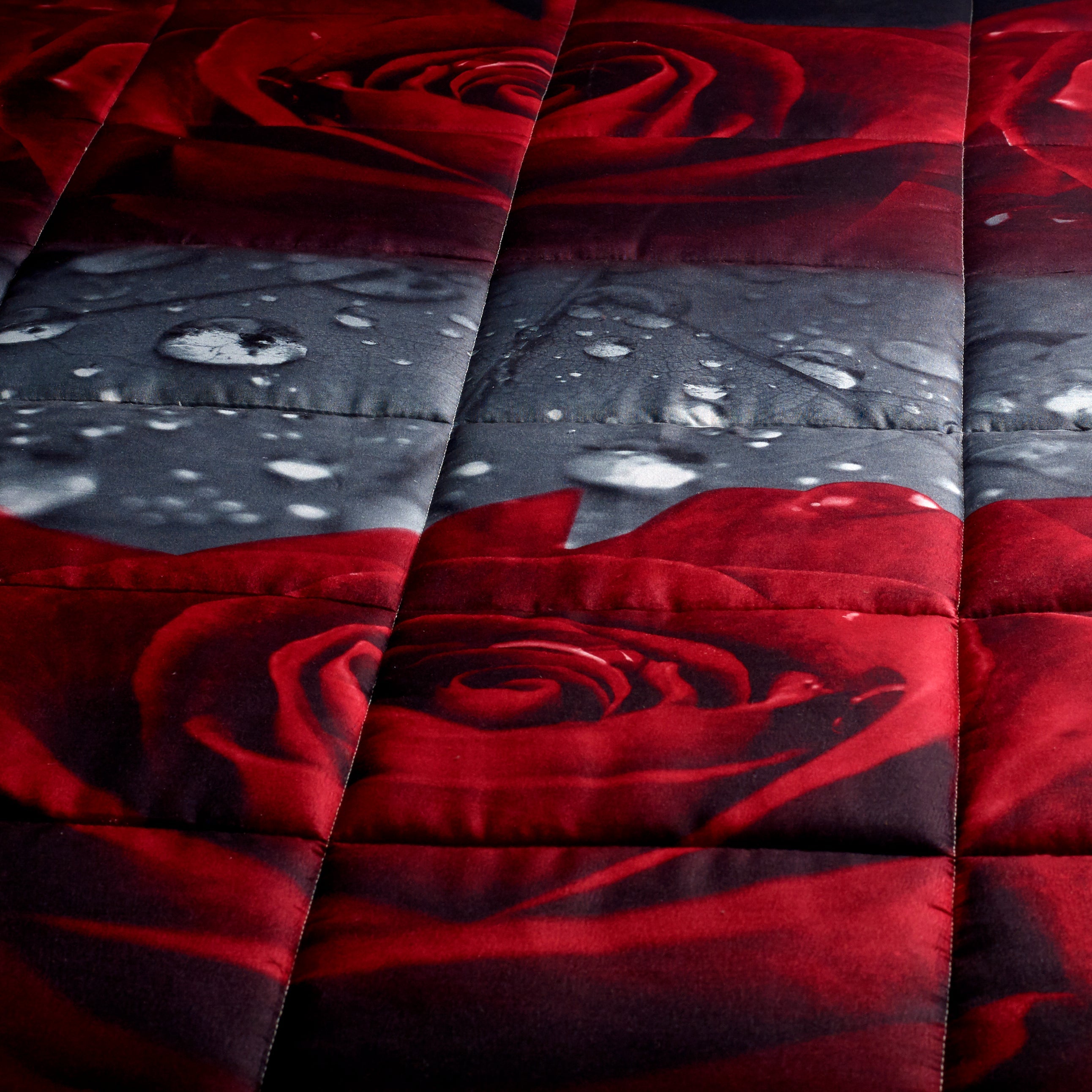 Closeout - 3D Print Red Rose Love All Season Comforter Set-Y28